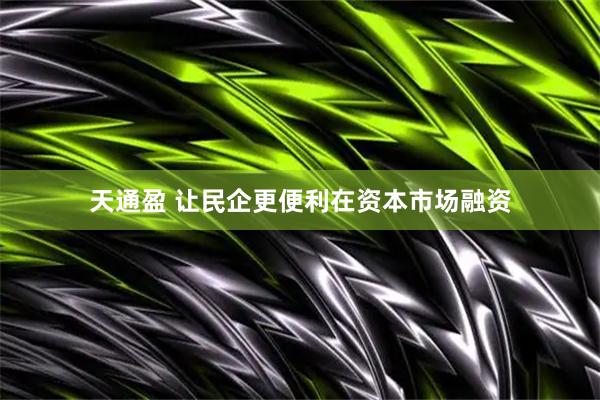 天通盈 让民企更便利在资本市场融资